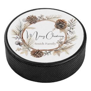 Christmas Greetings Hockey Puck