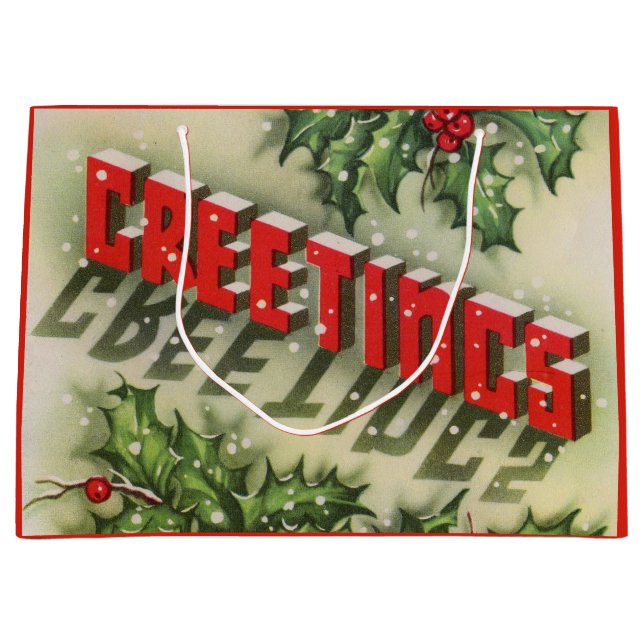 Christmas Greetings Large Gift Bag (Front)