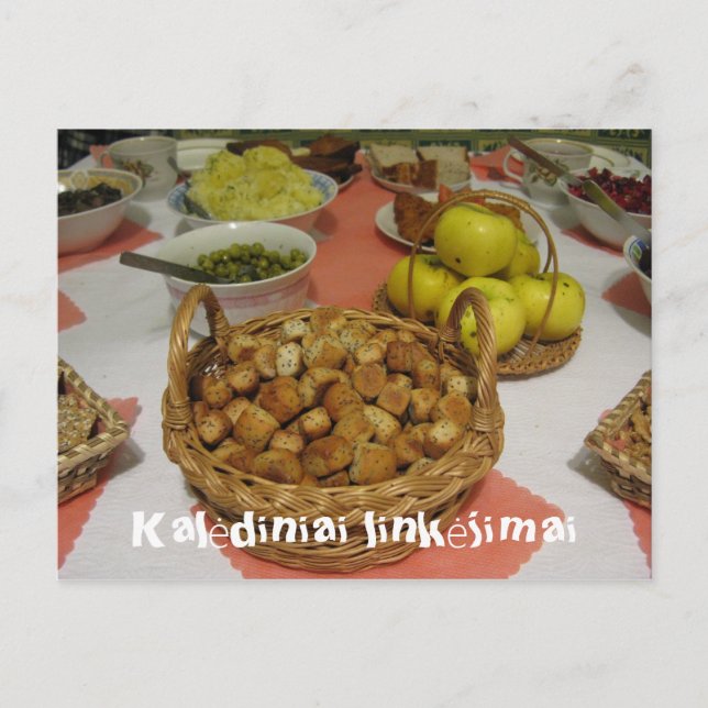 Christmas Greetings Lithuanian Postcard (Front)