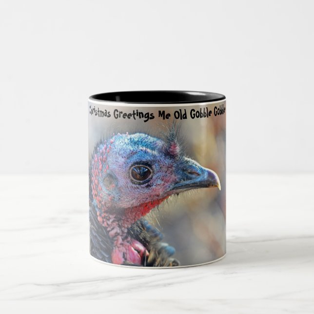 Christmas Greetings Me Old Gobble Gobble Two-Tone Coffee Mug (Center)