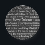 Christmas Greetings Multiple Languages Chalkboard Paper Plate<br><div class="desc">Christmas greetings in various languages on black background.</div>