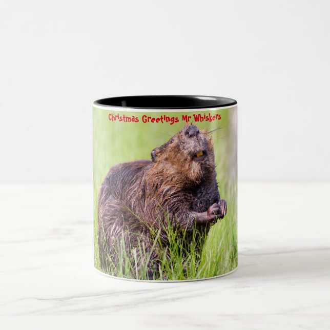 Christmas Greetings  My Little Beaver Two-Tone Coffee Mug (Center)