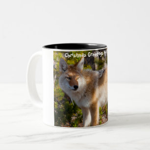 Christmas Greetings My Old Coyote Two-Tone Coffee Mug
