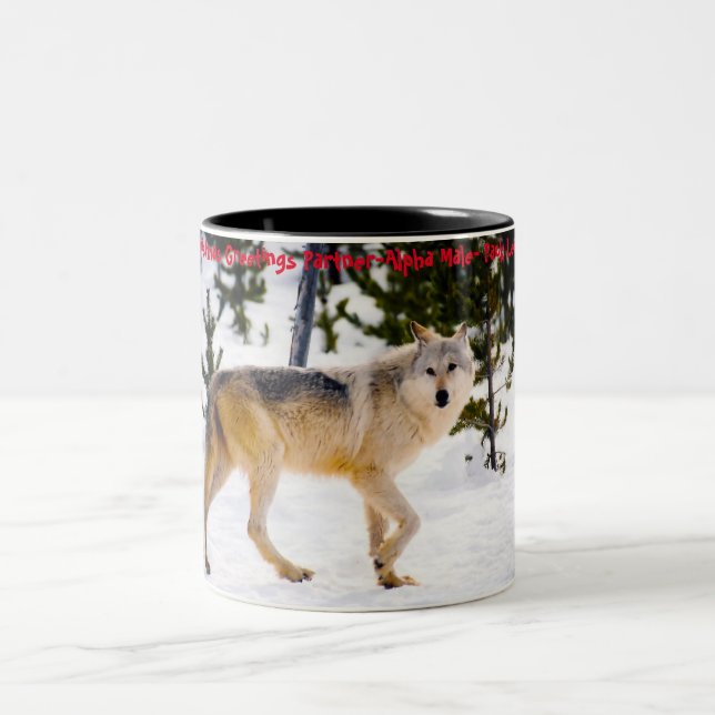 Christmas Greetings  'My Partner' , 'Alpha Male', Two-Tone Coffee Mug (Center)