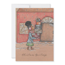 Christmas Greetings Nostalgic Flat Holiday Card