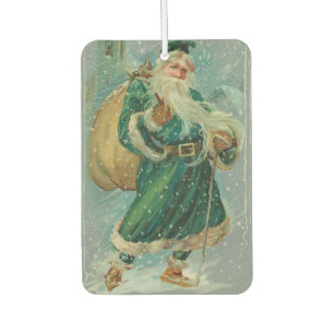 Christmas Greetings-Retro Santa Claus Postcard Air Freshener
