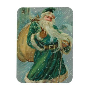 Christmas Greetings-Retro Santa Claus Postcard Magnet