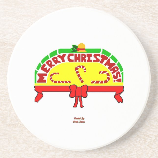 Christmas Greetings Sandstone Coaster (Front)