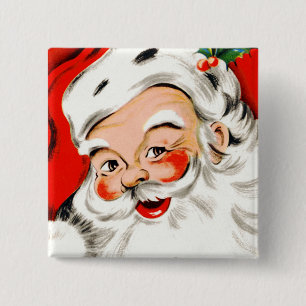Christmas Greetings Santa 2 Inch Square Button
