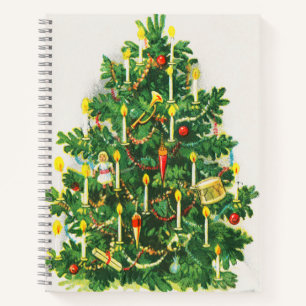 Christmas Greetings, vintage card, Christmas Tree Notebook