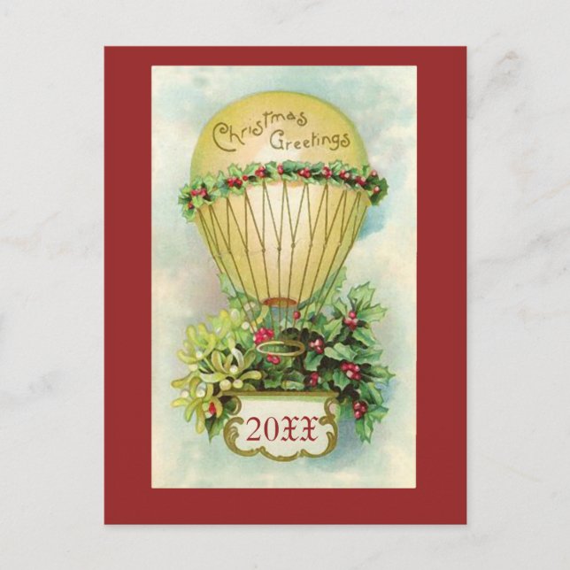Christmas Greetings with Customizable Date Holiday Postcard (Front)