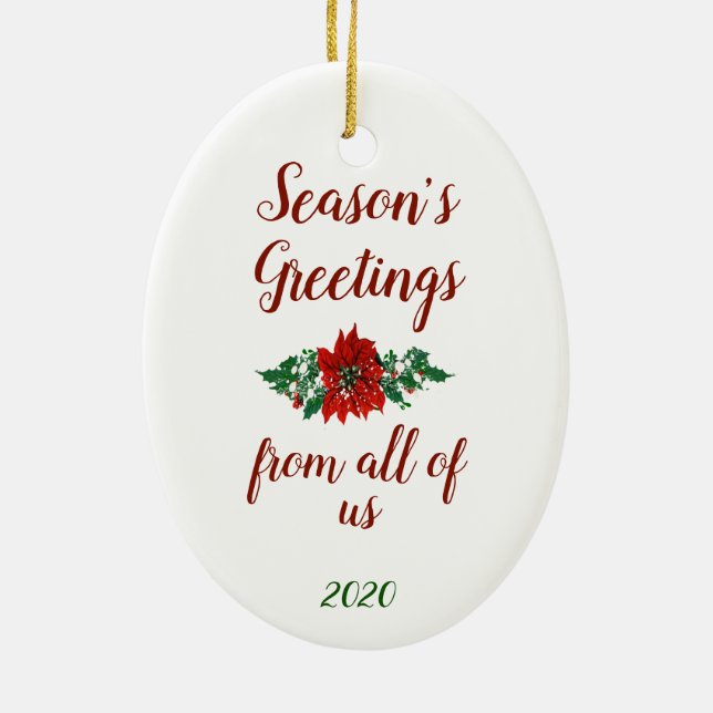 Christmas Greetings with Your Photo Custom Ceramic Ornament (Back)