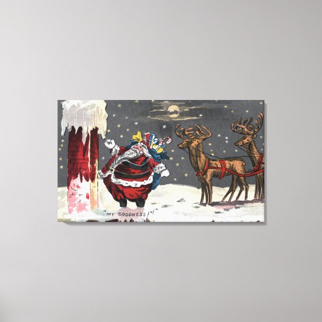 Christmas GreetingSanta and Chimney Canvas Print (Front)