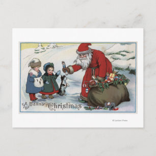 Christmas GreetingSanta and Kids Holiday Postcard