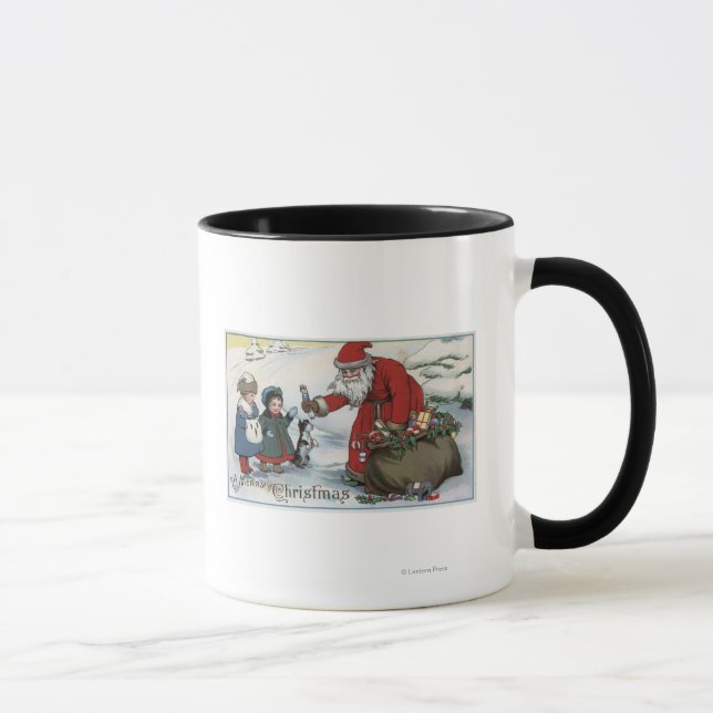 Christmas GreetingSanta and Kids Mug (Right)
