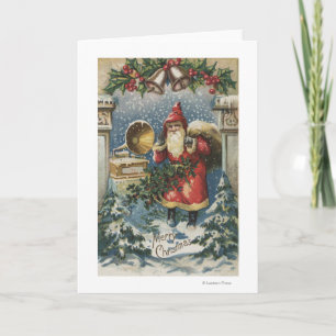 Christmas GreetingSanta and Record Player Holiday Card