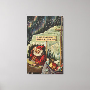 Christmas GreetingSanta at North Pole Canvas Print