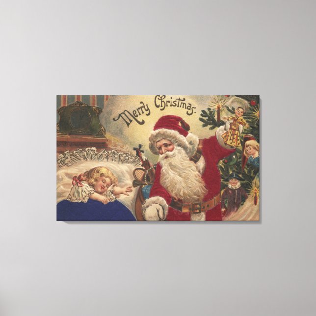 Christmas GreetingSanta Hanging Ornaments Canvas Print (Front)
