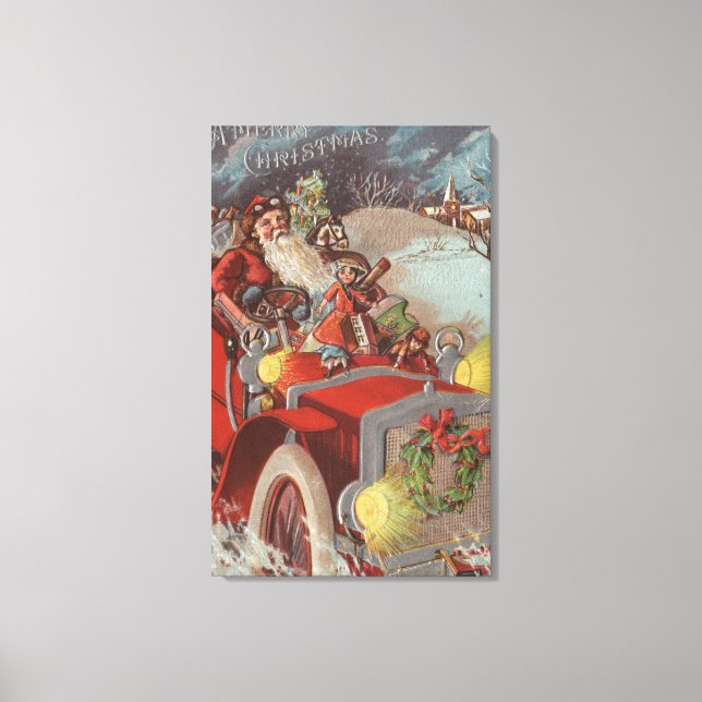 Christmas GreetingSanta in Car Canvas Print (Front)
