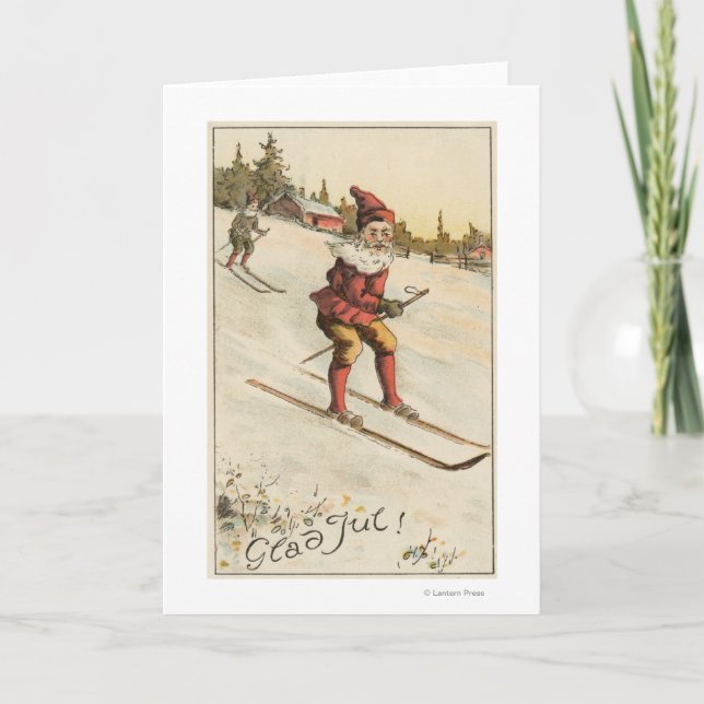 Christmas GreetingSanta Skiing Holiday Card (Front)