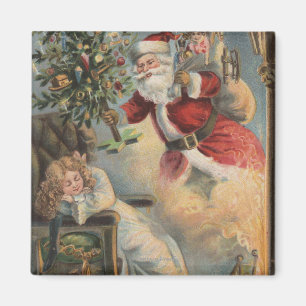 Christmas GreetingSanta with Tree and Gifts Magnet