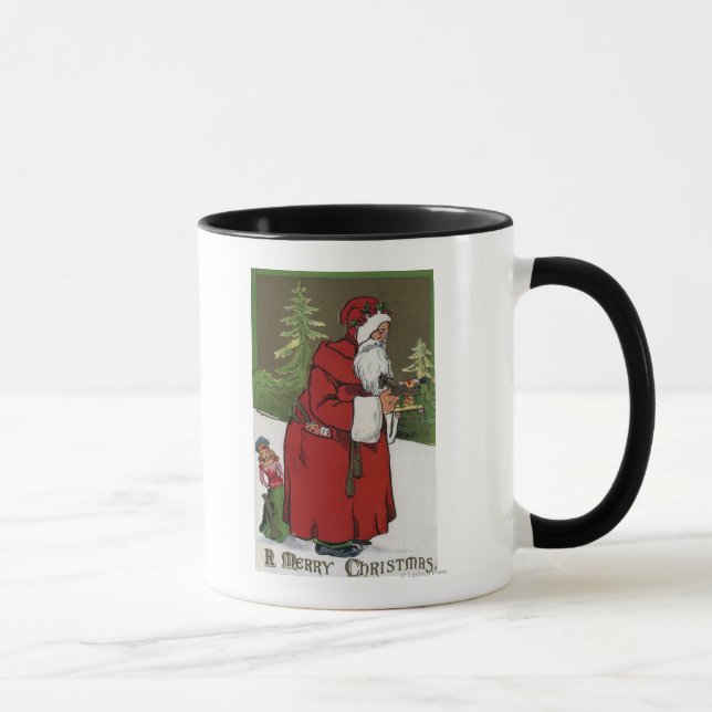 Christmas GreetingSanta with Wood Horse Mug (Right)