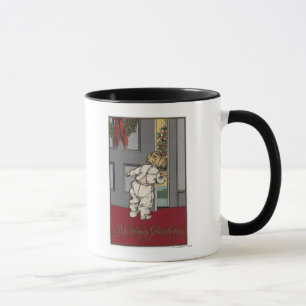 Christmas GreetingsKid Peeking for Santa Mug