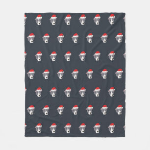 Christmas Grey and White Pit Bull Dog Fleece Blanket