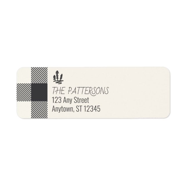 Christmas Grey Buffalo Plaid Return Address (Front)