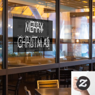 Christmas Grey Stars Night Black Home Store Vinyl Window Cling