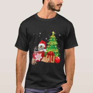 Christmas Grey Tabby Cat Ugly Xmas Tree Lights Paj T-Shirt