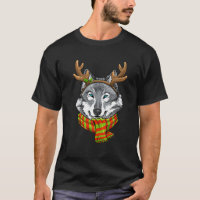 Christmas Grey Wolf Santa Clause Reindeer Xmas Wol