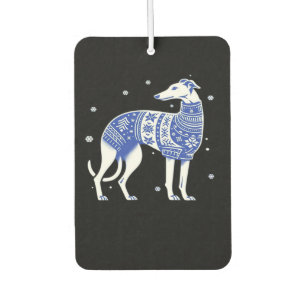 Christmas Greyhound Dog Wearing an Ugly Sweater Bl Air Freshener