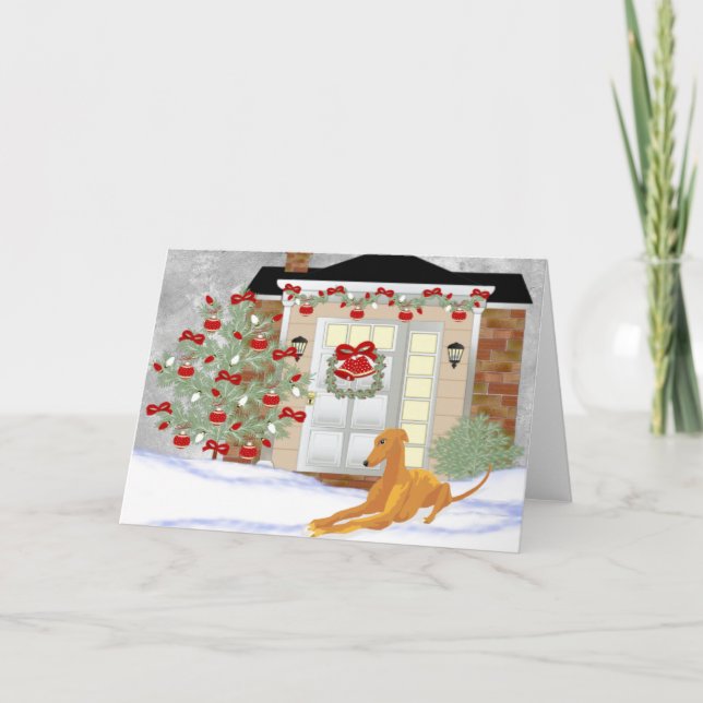 Christmas Greyhound Holiday Card (Front)