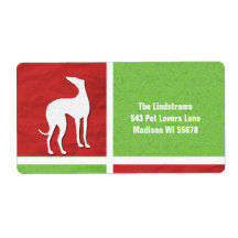Christmas Greyhound Silhouette in Red and Green