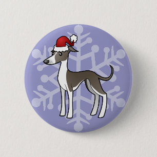 Christmas Greyhound / Whippet / Italian Greyhound 2 Inch Round Button