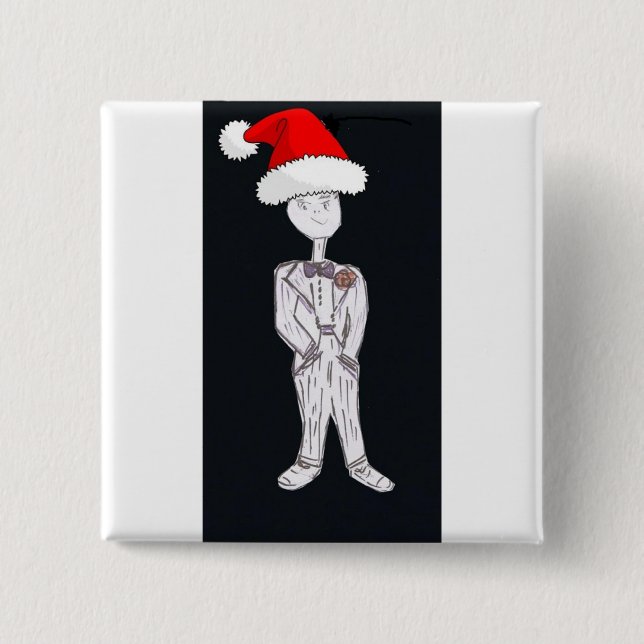 Christmas Groom 2 Inch Square Button (Front)