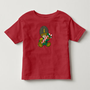 Christmas Guard Bear with Candy Cane Toddler T-shirt