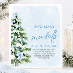 Christmas Guess How Many Snowballs Baby Shower  Poster