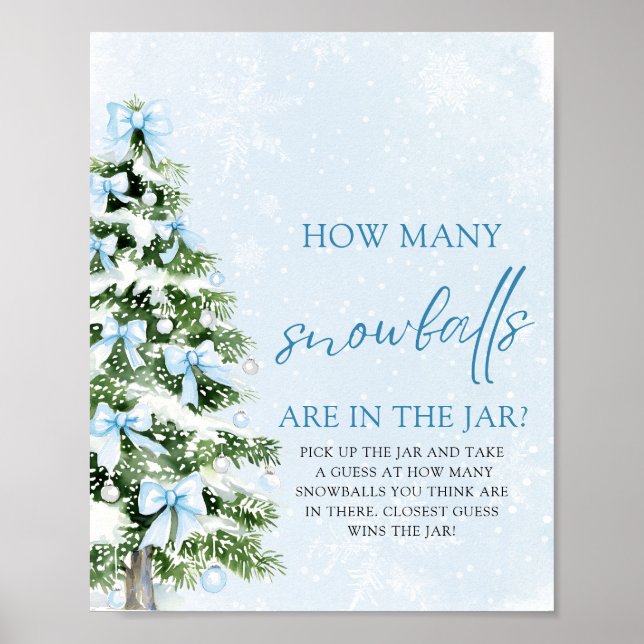 Christmas Guess How Many Snowballs Baby Shower  Poster (Front)