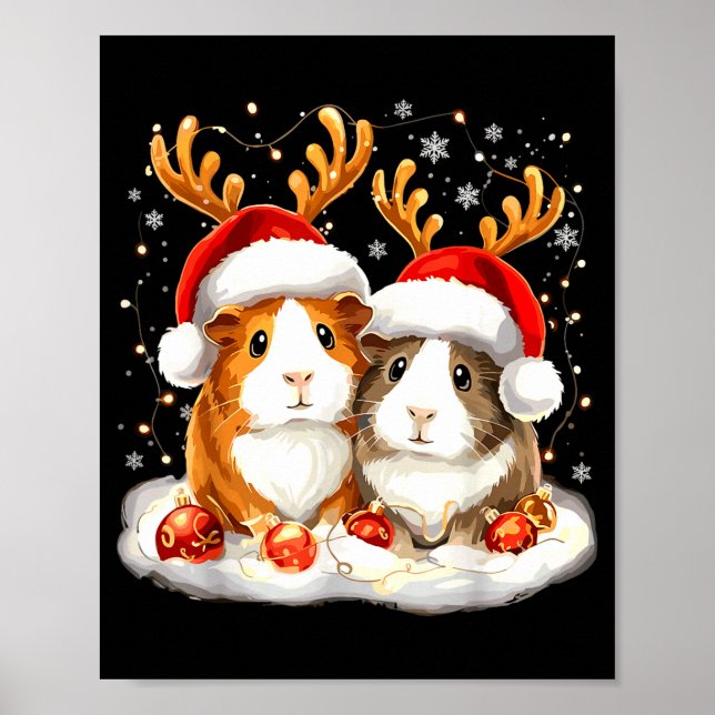 Christmas Guinea G Reindeer Xmas  Poster (Front)
