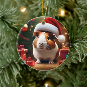 Christmas Guinea Pig, Ceramic Ornament