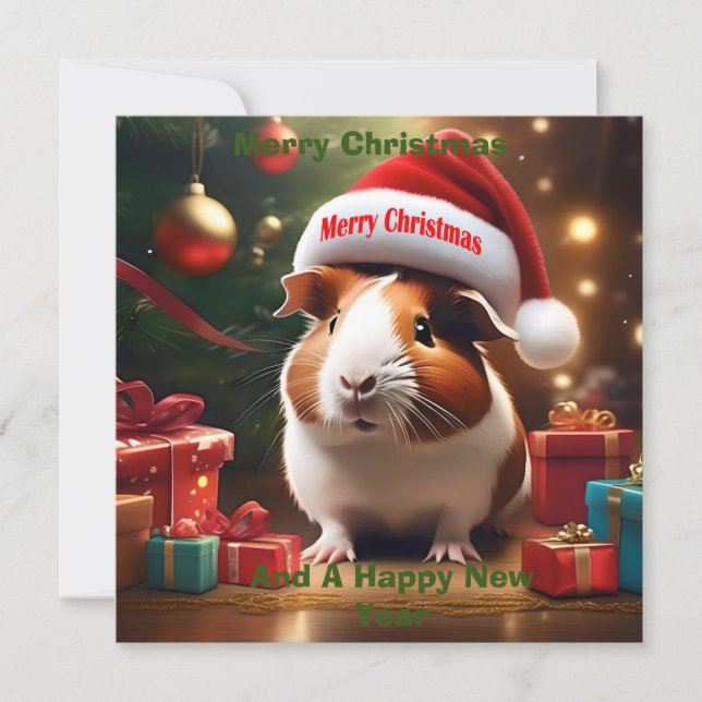 Christmas Guinea Pig Greeting, Card  (Front)
