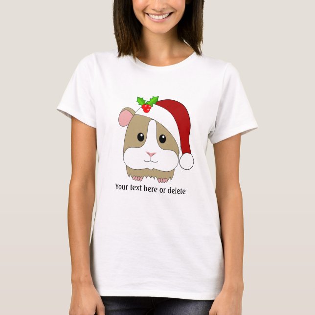 Christmas Guinea Pig In A Santa Hat Personalized T-Shirt (Front)