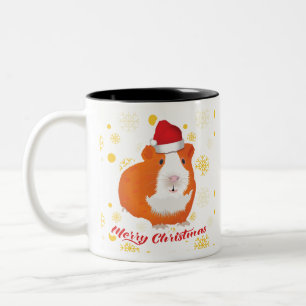Christmas Guinea pig in Santa's hat Two-Tone Coffee Mug