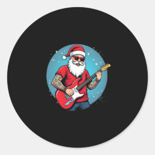 Christmas guitarist  Rockmusic Christmas (1) Classic Round Sticker