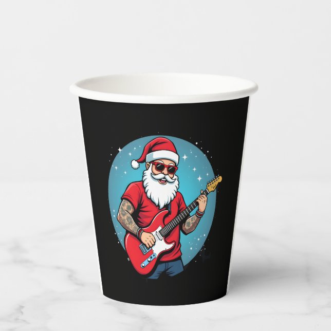 Christmas guitarist  Rockmusic Christmas (1) Paper Cups (Front)