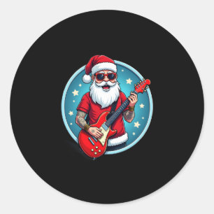 Christmas guitarist  Rockmusic Christmas (2) Classic Round Sticker