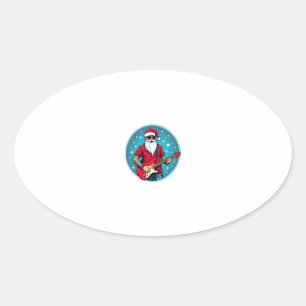 Christmas guitarist  Rockmusic Christmas (2) Oval Sticker
