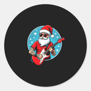Christmas guitarist  Rockmusic Christmas (3) Classic Round Sticker
